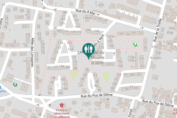 Map showing location of Cité du Moulin à Vent 128 bis Toilet