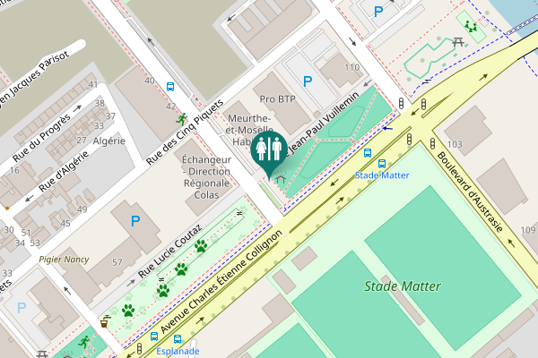 Map showing location of Allée Jean-Paul Vuillemin Toilet