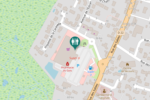 Map showing location of Rue des Sables 28 Toilet