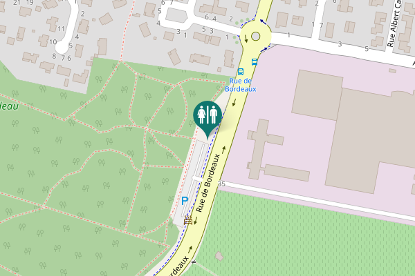 Map showing location of Rue de Bordeaux Toilet