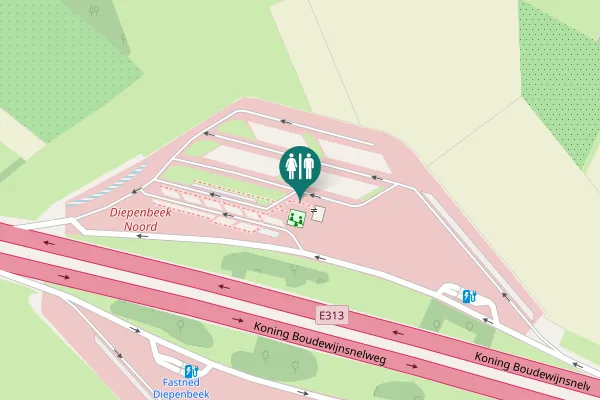 Map showing location of Koning Boudewijnsnelweg Toilet
