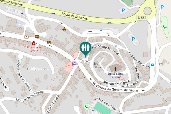 Map showing location of Montée de l'Église Toilet