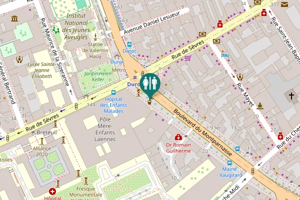 Map showing location of Boulevard du Montparnasse Toilet