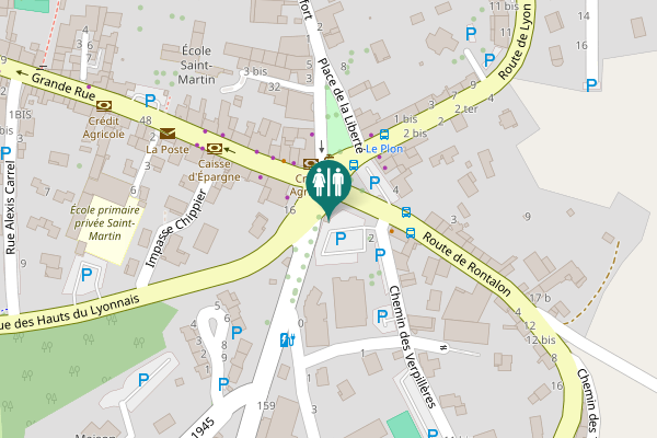 Map showing location of Avenue des Hauts du Lyonnais Toilet