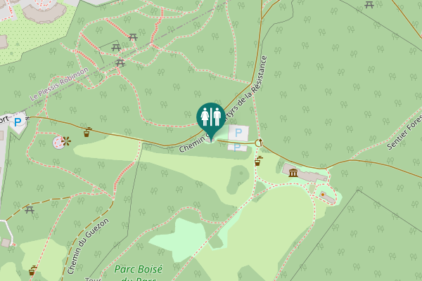 Map showing location of Chemin des Martyrs de la Résistance Toilet