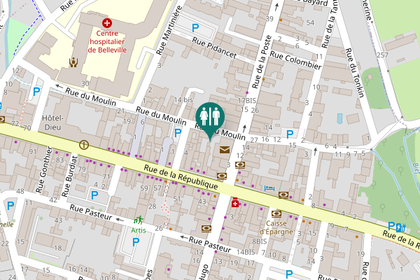 Map showing location of Rue du Moulin 3 Toilet