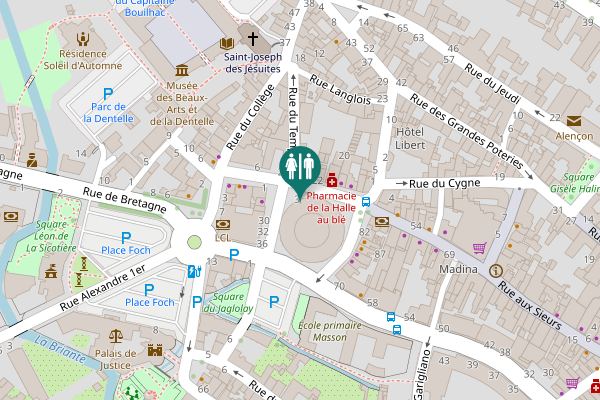 Map showing location of Place de la Halle au Blé 3 Toilet