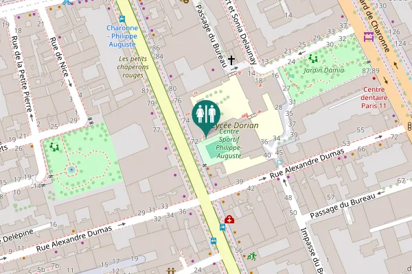 Map showing location of Avenue Philippe Auguste 72 Toilet
