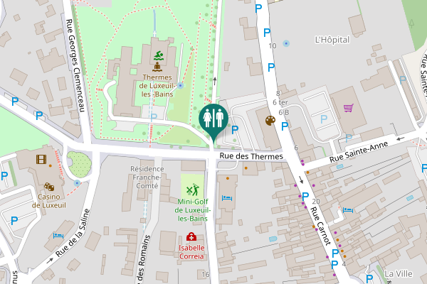 Map showing location of Rue des Thermes Toilet