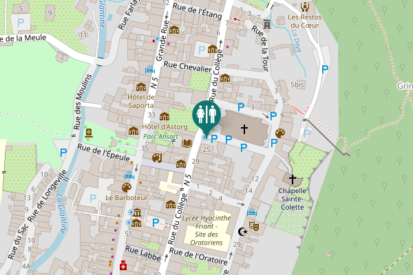 Map showing location of Place Saint-Hyppolite Toilet