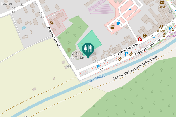 Map showing location of Toilettes des Allées Marines