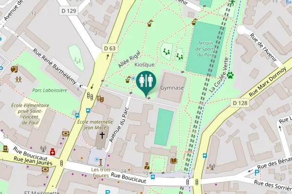 Map showing location of Avenue du Parc Toilet