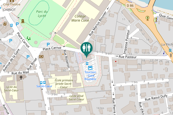 Map showing location of Rue Pasteur 6 Toilet