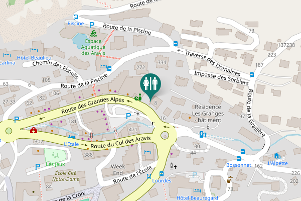 Map showing location of Route des Grandes Alpes 8 Toilet