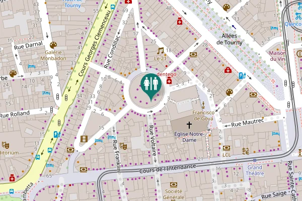 Map showing location of Place des Grands Hommes 14 Toilet