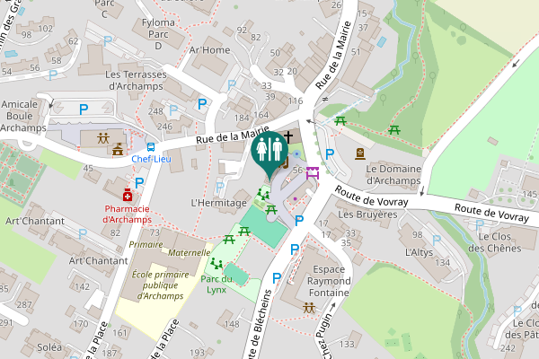 Map showing location of Archamps Toilet