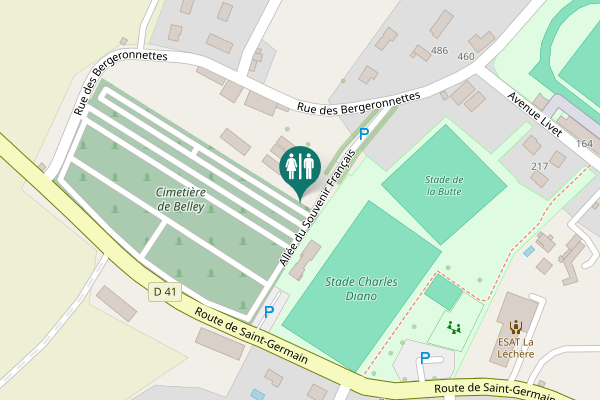 Map showing location of Allée du Souvenir Français Toilet