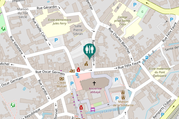 Map showing location of Rue Bonvoisin Toilet