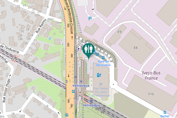 Map showing location of Vénissieux Toilet
