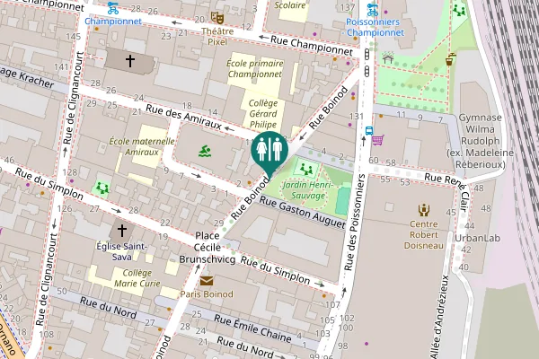 Map showing location of Rue Boinod 35 Toilet
