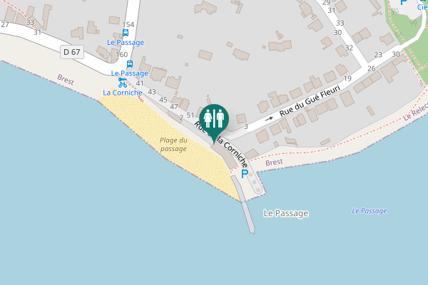 Map showing location of Rue de la Corniche Toilet