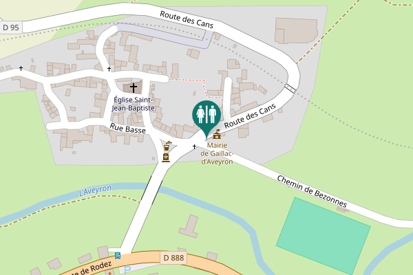 Map showing location of Route des Cans Toilet