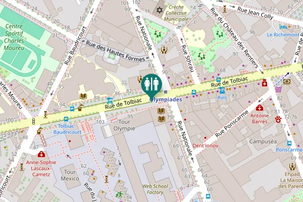 Map showing location of Rue de Tolbiac 93 Toilet