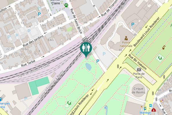 Map showing location of Rue de Saint-Brice Toilet
