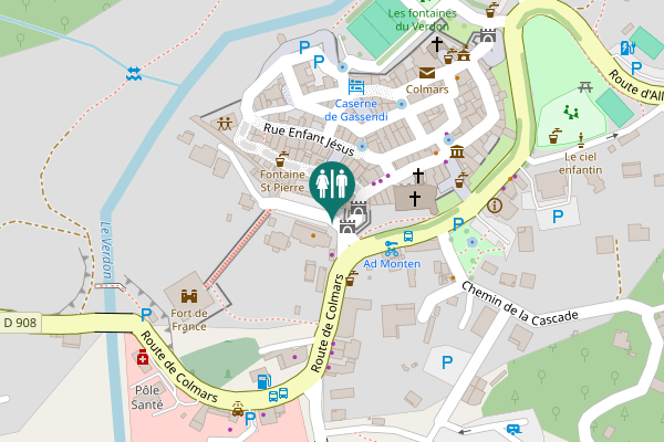 Map showing location of Place de la Tour Toilet
