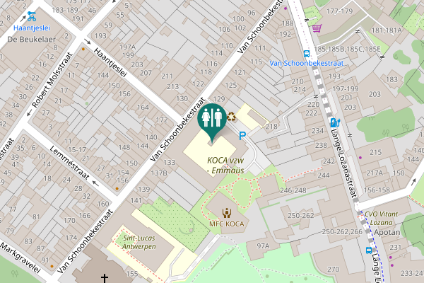 Map showing location of Van Schoonbekestraat 127A,131,131A Toilet