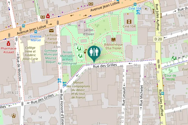 Map showing location of Rue des Grilles Toilet