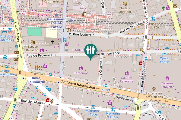 Map showing location of Rue de Provence 107 Toilet