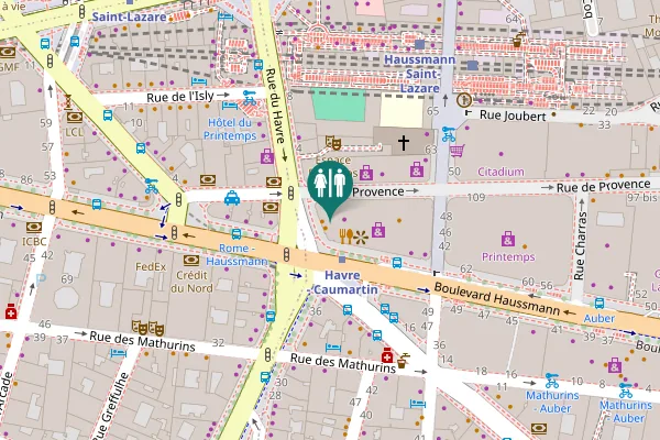Map showing location of Rue du Havre 2 Toilet