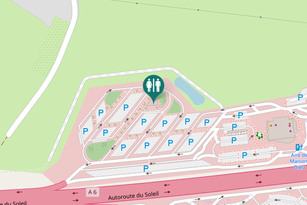 Map showing location of Autoroute du Soleil Toilet