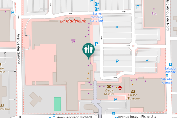 Map showing location of Chartres Toilet