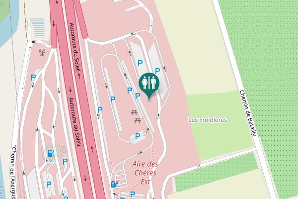 Map showing location of Autoroute du Soleil Toilet