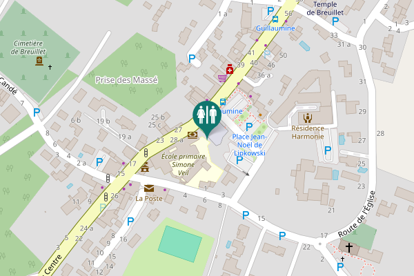 Map showing location of Rue du Centre 29 Toilet