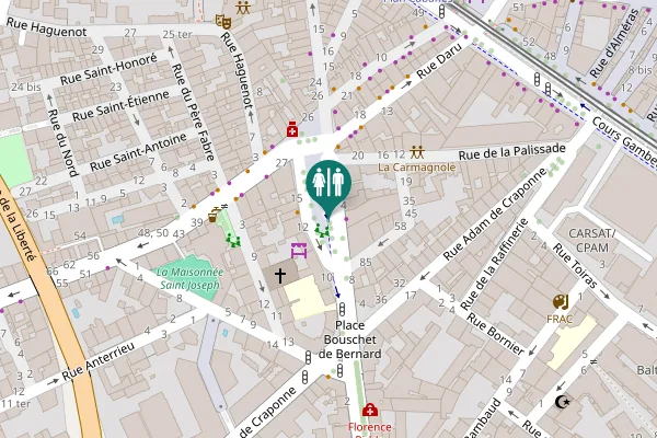 Map showing location of Place Roger Salengro Toilet