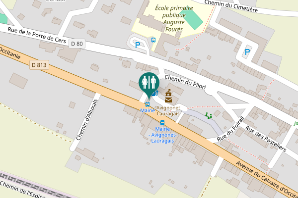 Map showing location of Chemin du Pilori Toilet
