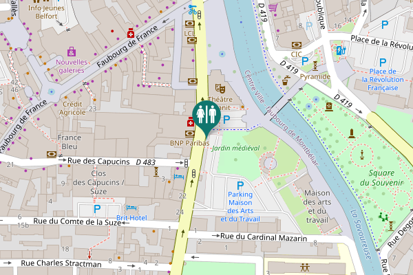 Map showing location of Faubourg de Montbéliard 16 Toilet