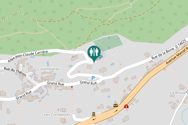 Map showing location of Colombières-sur-Orb Toilet