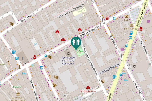 Map showing location of Rue de la Roquette 90 Toilet