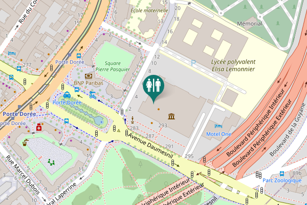 Map showing location of Avenue Daumesnil 293 Toilet