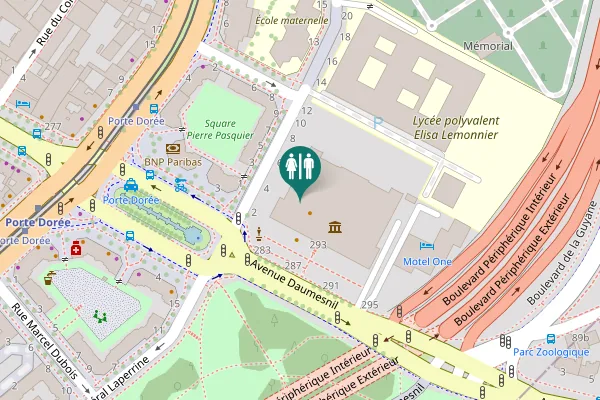 Map showing location of Avenue Daumesnil 293 Toilet