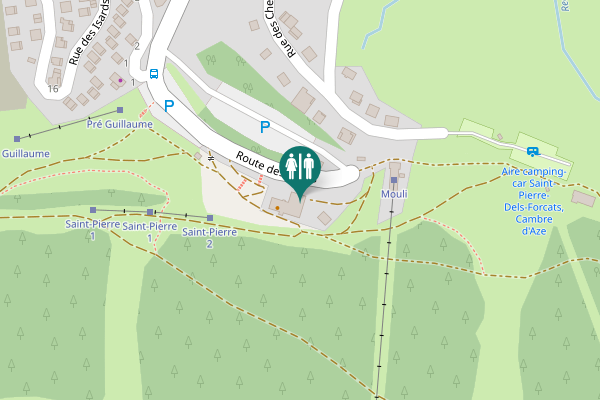Map showing location of Route des Pistes Toilet