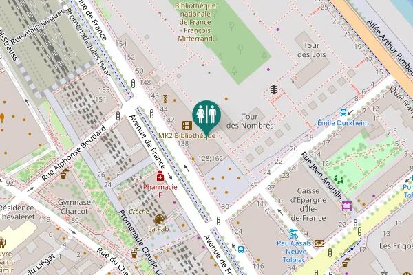 Map showing location of Avenue de France 128;162 Toilet