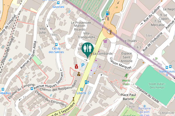 Map showing location of Rue Jean Bono Toilet