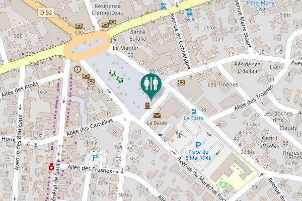 Map showing location of Jardin de la Victoire Toilet
