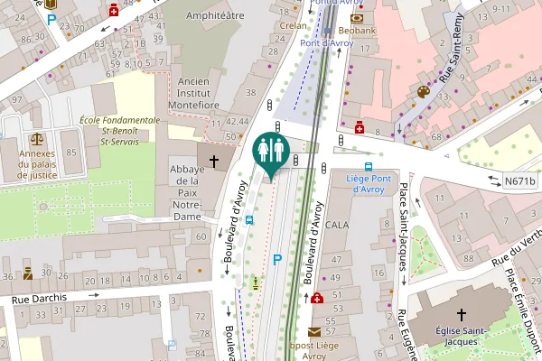 Map showing location of Boulevard d'Avroy Toilet