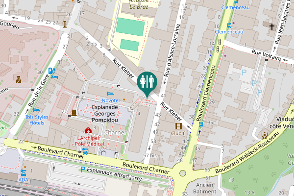 Map showing location of Rue Kléber 14 Toilet